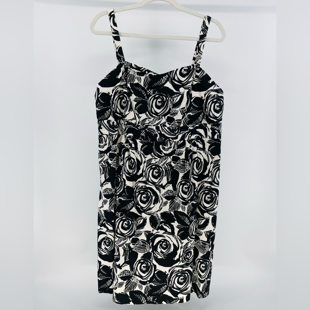 Lane Bryant Black and White Rose Print Sundress